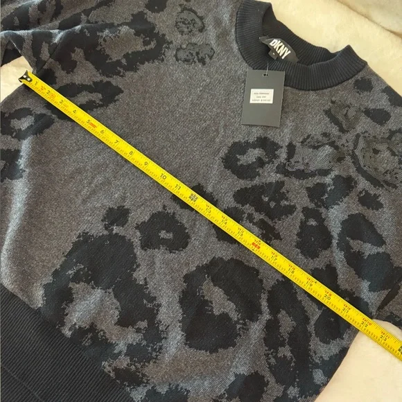 DKNY Women's Animal Print Crewneck Long Sleeve Sweater, Sequin Embellishment - Picture 13 of 15